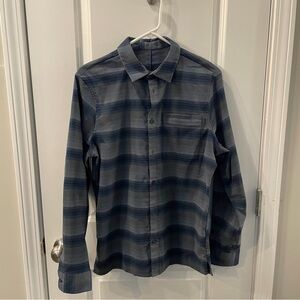lululemon athletica Men's Blue and Gray Plaid Flannel Shirt